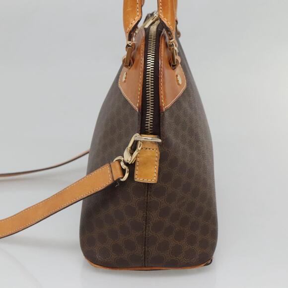 CELINE Macadam Canvas Hand Bag Pvc Leather Brown Gold - Picture 5 of 13